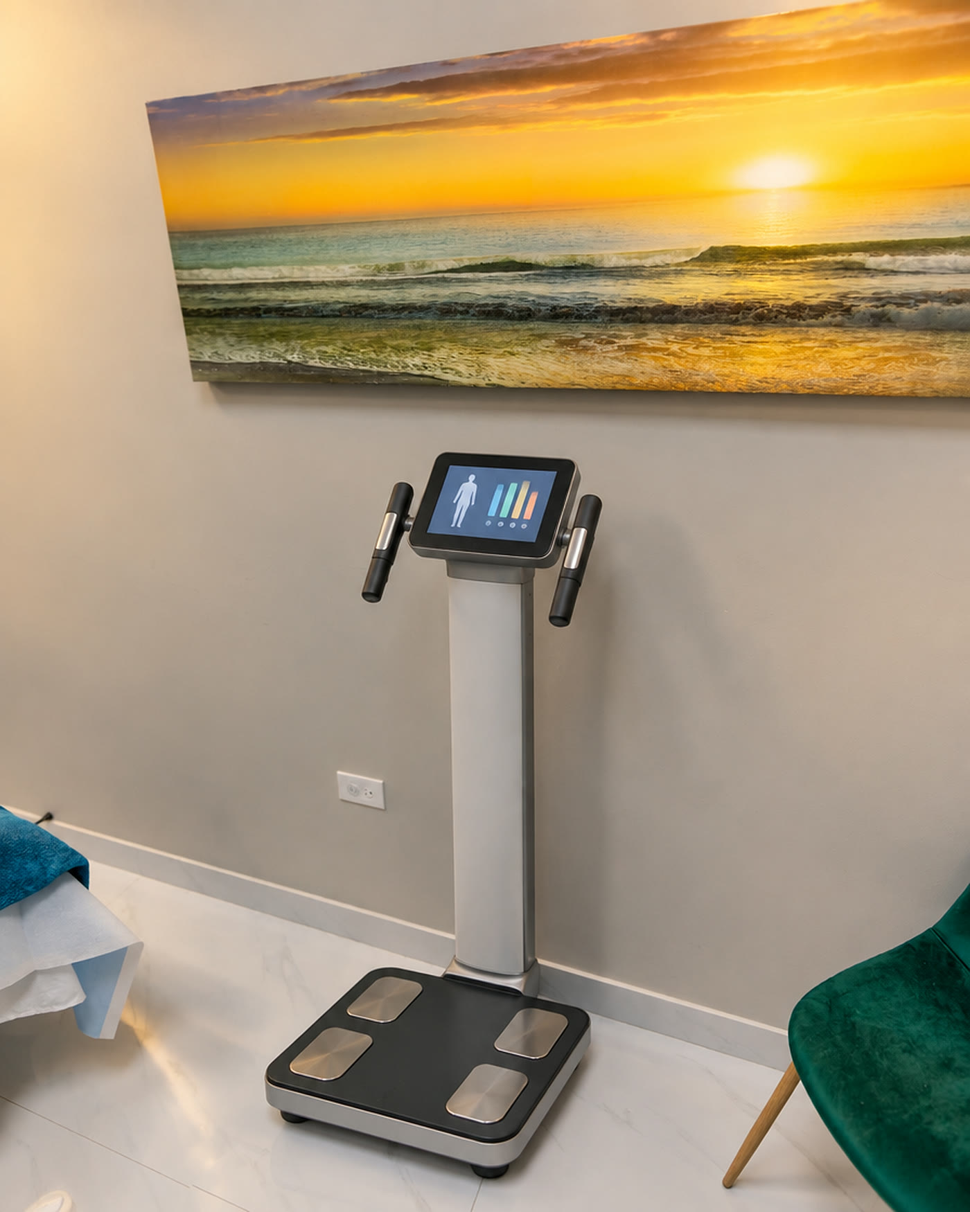 A body composition analyzer in a Qua treatment room